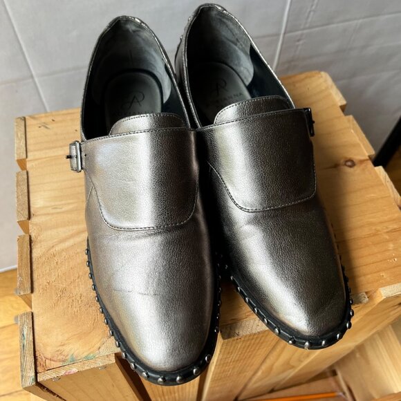 Adrianna Papell size 9 Silver Metallic Studded Loafers - Picture 4 of 14